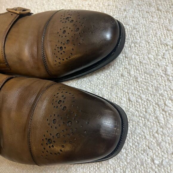 Tom Ford mens Brown Leather Double Monk Oxfords with Brogue Detailing size 13 - Picture 13 of 16